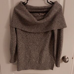 LOFT Heather Gray Off-Shoulder Sweater